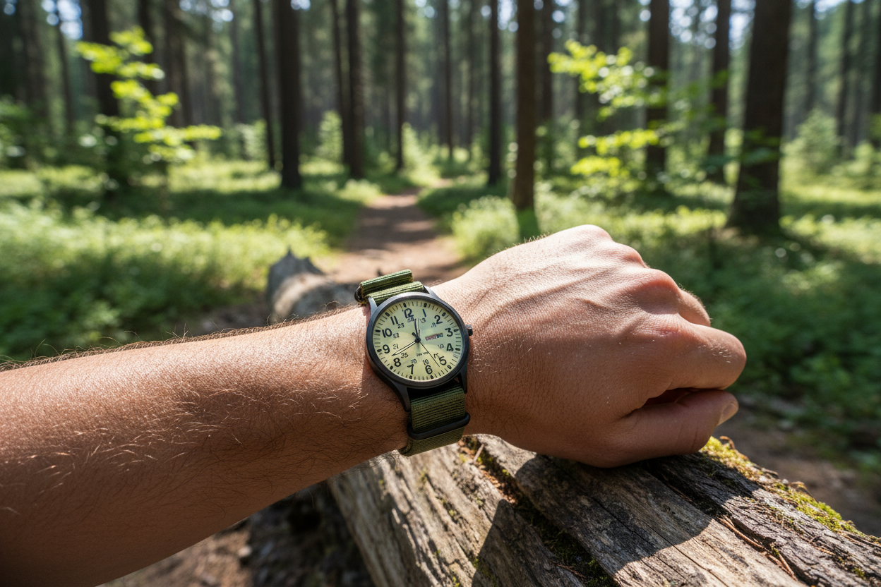 Men’s Waterproof Sports Watch – Rugged Outdoor Tactical Style Nylon Strap 42mm
