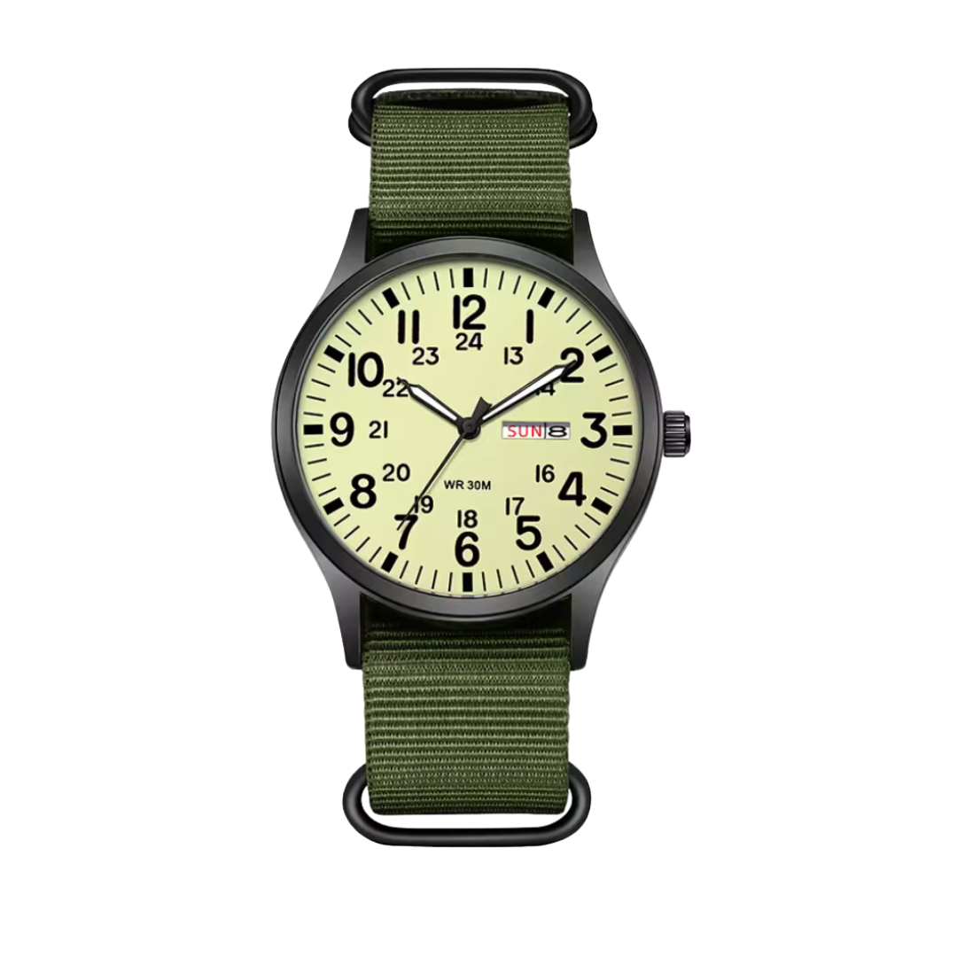 Men’s Waterproof Sports Watch – Rugged Outdoor Tactical Style Nylon Strap 42mm