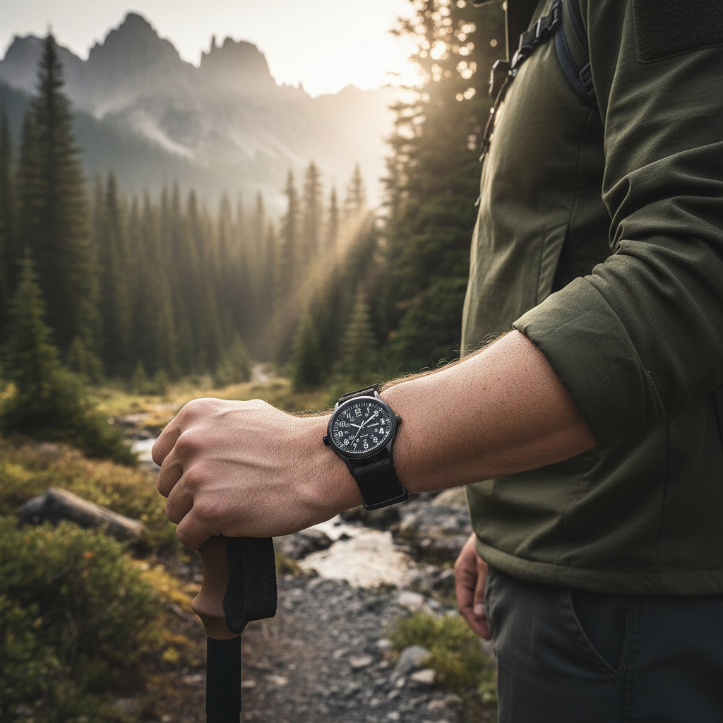 Men’s Waterproof Sports Watch – Rugged Outdoor Tactical Style Nylon Strap 42mm