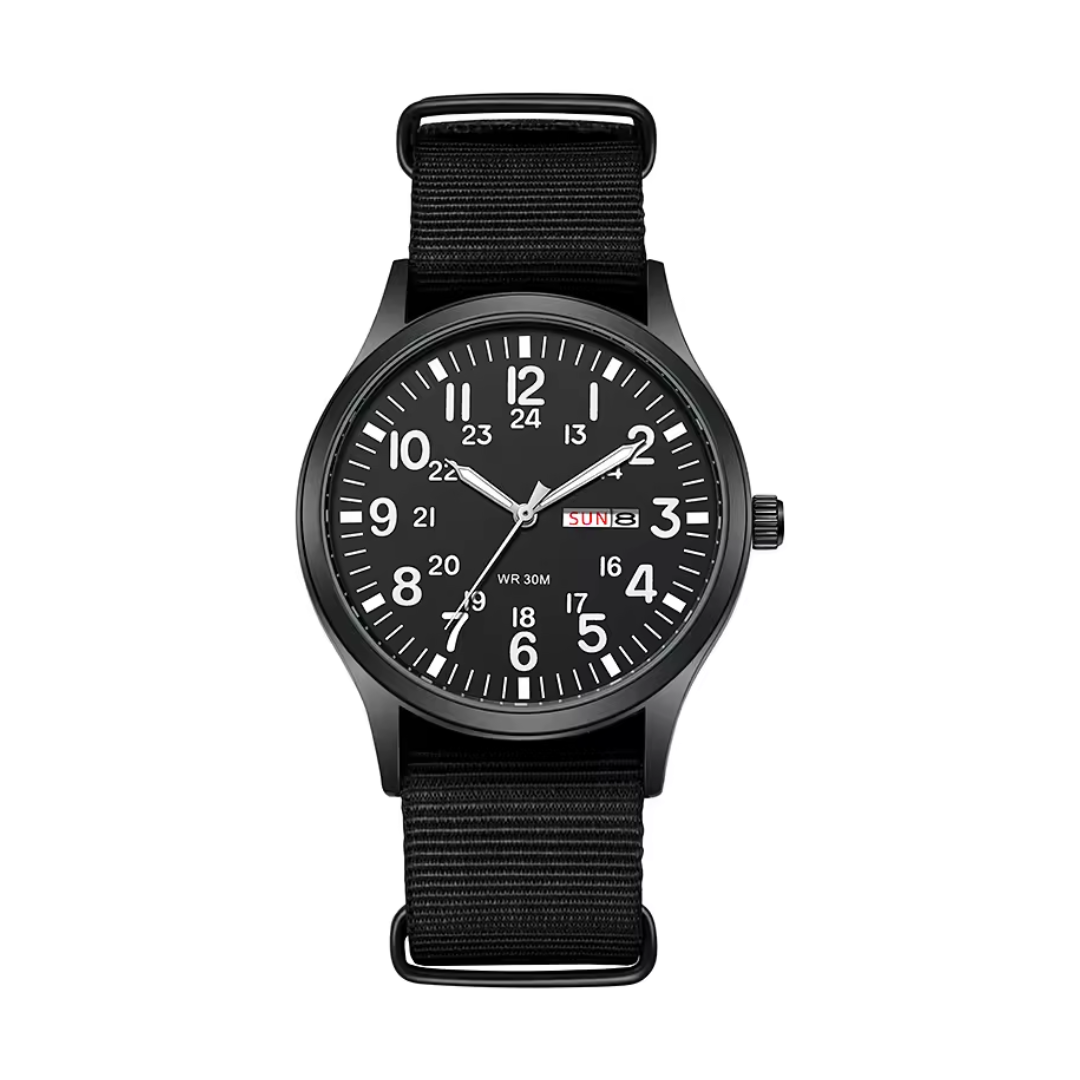 Men’s Waterproof Sports Watch – Rugged Outdoor Tactical Style Nylon Strap 42mm