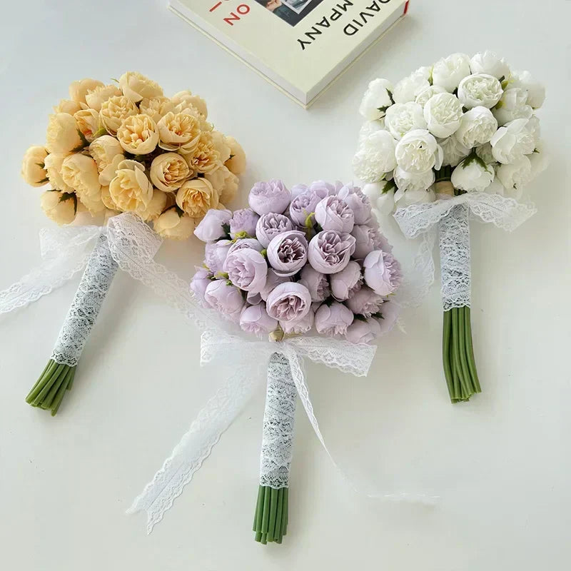 Artificial Peony Bouquet 27 Heads Silk Peony Flowers for Vase Decor