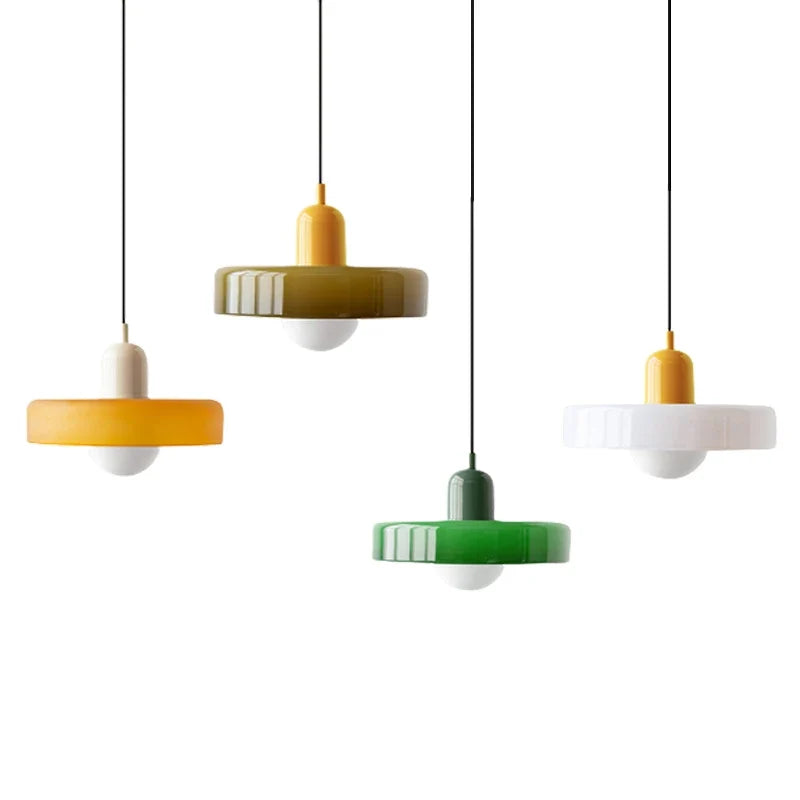 Bauhaus Dual-Tone Glass Pendant Light with Vibrant Colors | Modern Lamp