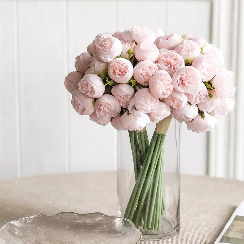 Artificial Peony Bouquet 27 Heads Silk Peony Flowers for Vase Decor