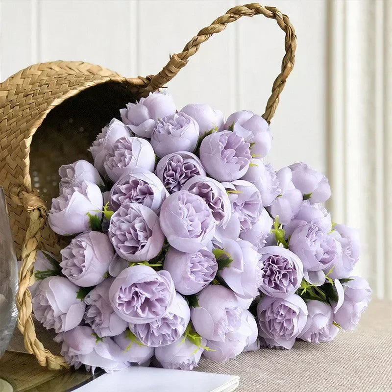 Artificial Peony Bouquet 27 Heads Silk Peony Flowers for Vase Decor