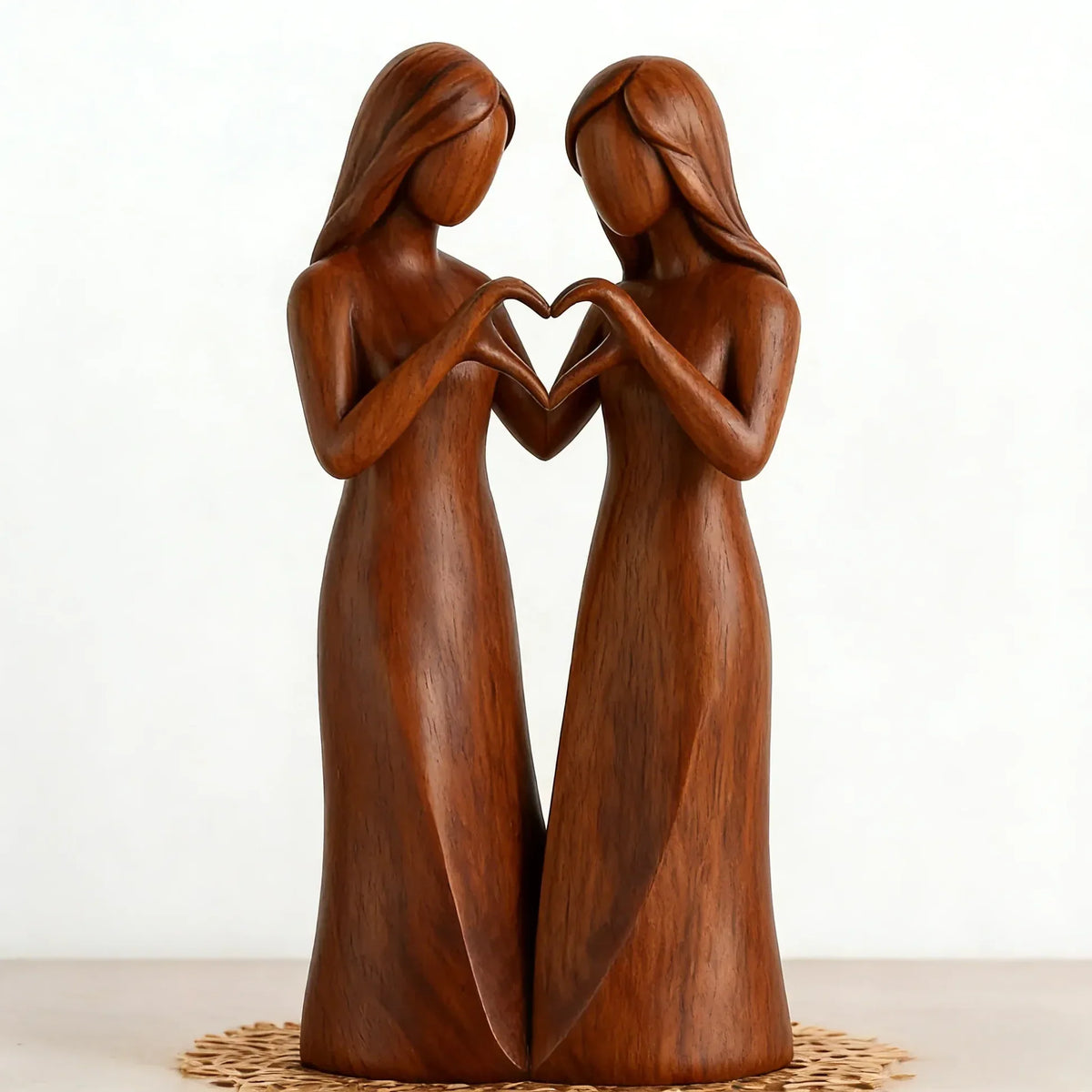 Sistora | Resin Sisters Sculpture with Wood Grain Finish | Friendship Gift for Home Decor