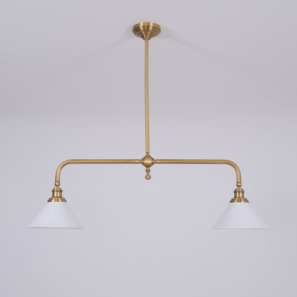 Brass Two-Head Pendant Light with Ceramic Shades | Kitchen Island Fixture