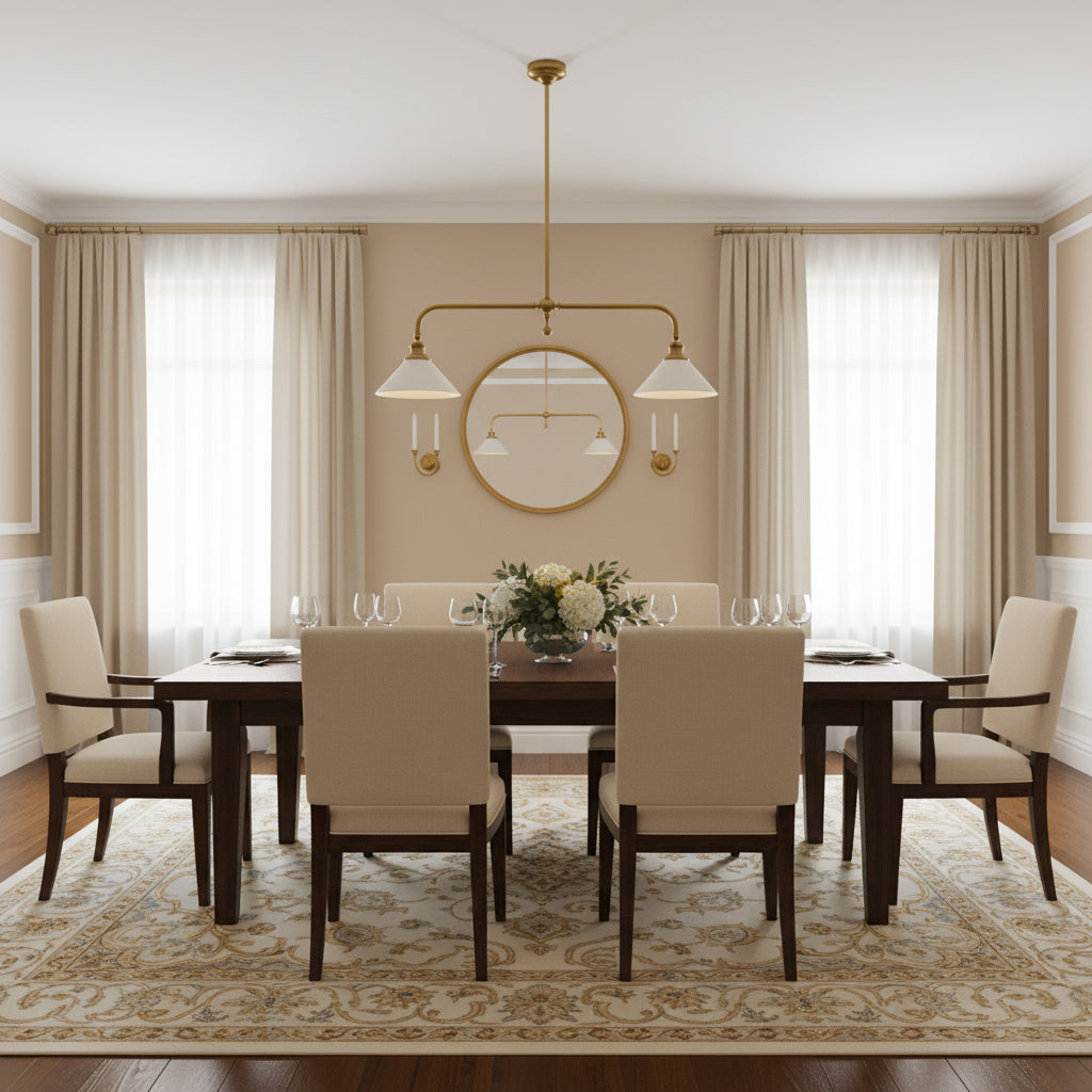 Brass Two-Head Pendant Light with Ceramic Shades | Kitchen Island Fixture