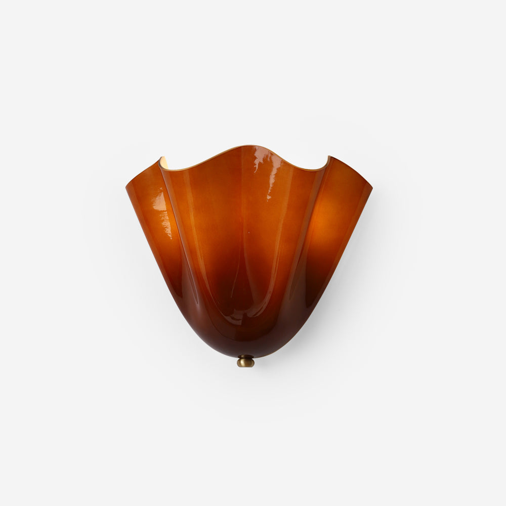 Petala | Hand Blown Glass Wall Sconce with Curved Shade, Dimmable Wall Lamp for Bedrooms