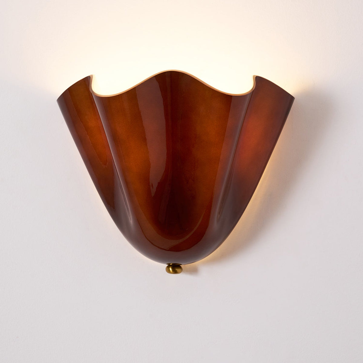 Petala | Hand Blown Glass Wall Sconce with Curved Shade, Dimmable Wall Lamp for Bedrooms