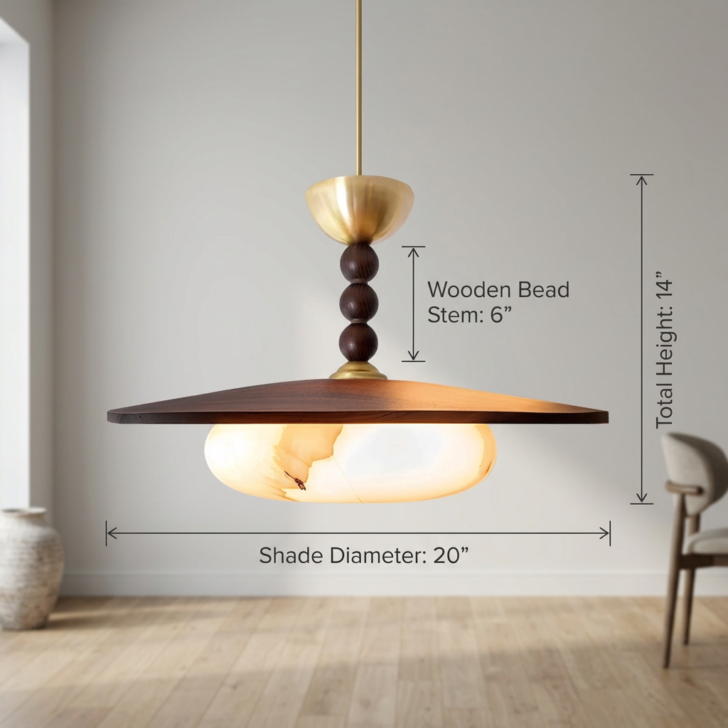 Woodlume | Walnut Flush Mount Ceiling Light with Alabaster Shade | Warm LED for Bedrooms