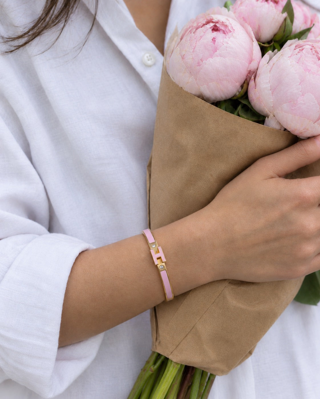18K Gold-Plated H Bracelet | Elegant Minimalist Design for Everyday Wear and Special Occasions