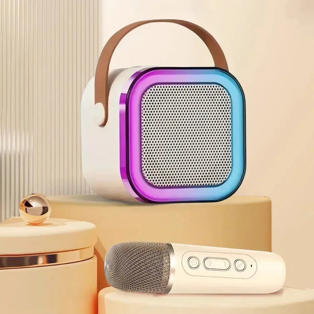 Portable Bluetooth Karaoke Speaker with 2 Wireless Mics & LED Lights Party System