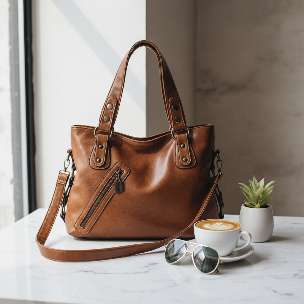 Lightweight Shoulder Bag with Zipper Adjustable Strap Everyday Bag