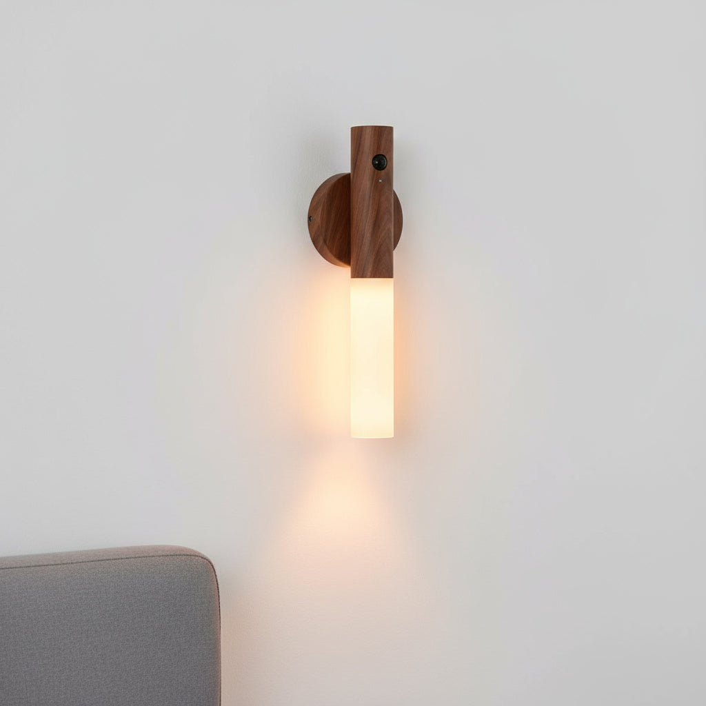 Rechargeable Wooden Wall Sconce with Motion Sensor | Cordless LED Night Light
