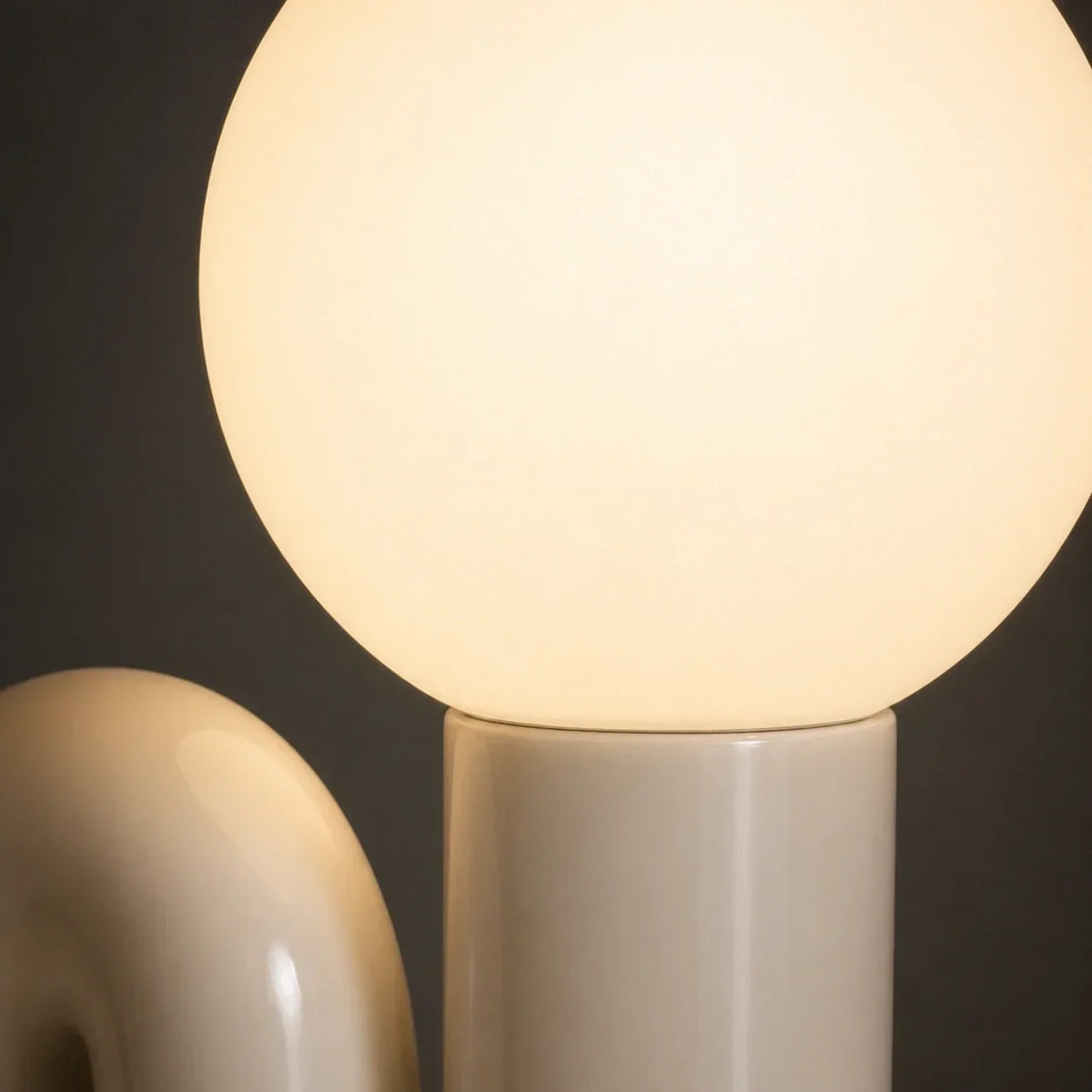 Sculptural S-Curve Table Lamp with Chrome Base | Frosted Glass Globe for Ambient Glow