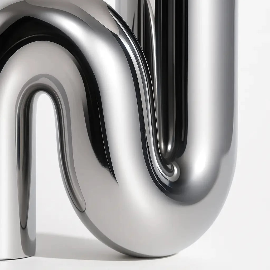 Sculptural S-Curve Table Lamp with Chrome Base | Frosted Glass Globe for Ambient Glow