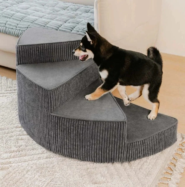 Orthopedic Foam Dog Stairs with Non-Slip Steps | Space-Saving Pet Bed Access