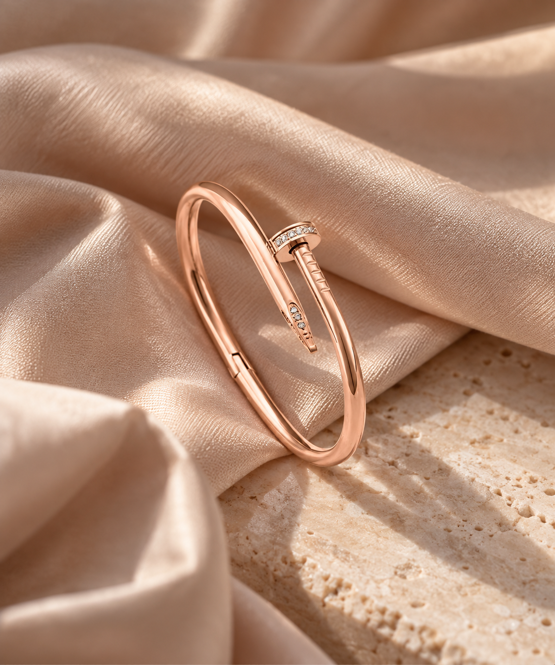 Nail Bangle Bracelet | Minimalist Metal Design with Bold Curved Detail for Modern Style