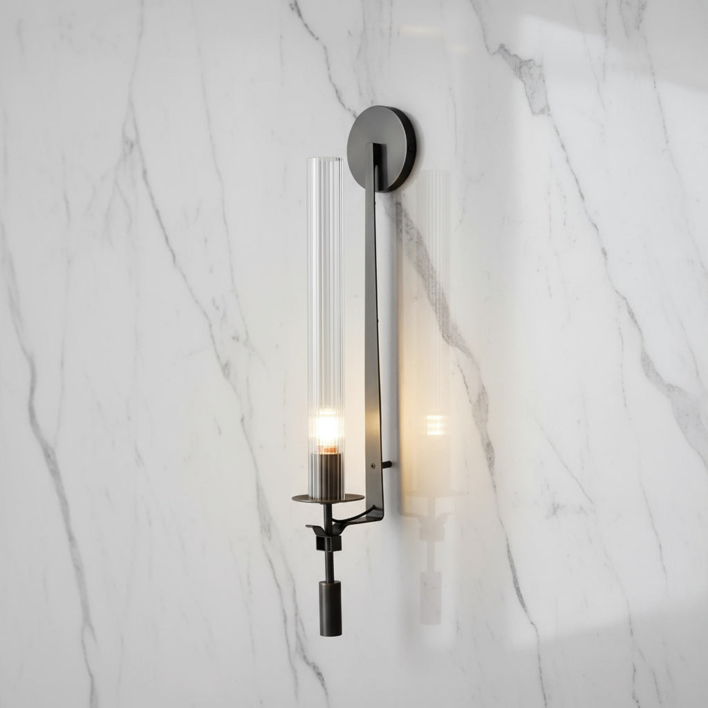 Modern Gold Wall Sconce with Iron and Glass Design | Nordic Bedroom Light
