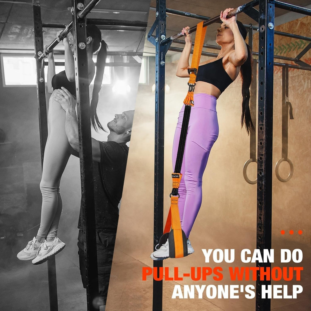 Ascent | Pull-Up Assistance Band with Double Foot Support | Steel Hooks for Pull-Up Bars