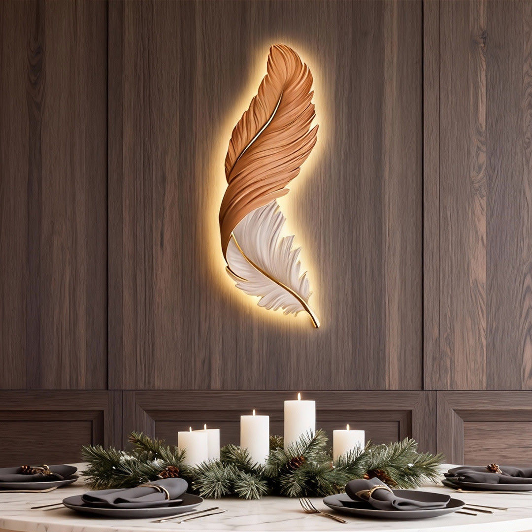 Feather LED Wall Art Lamp USB Remote Control Decorative Wall Light