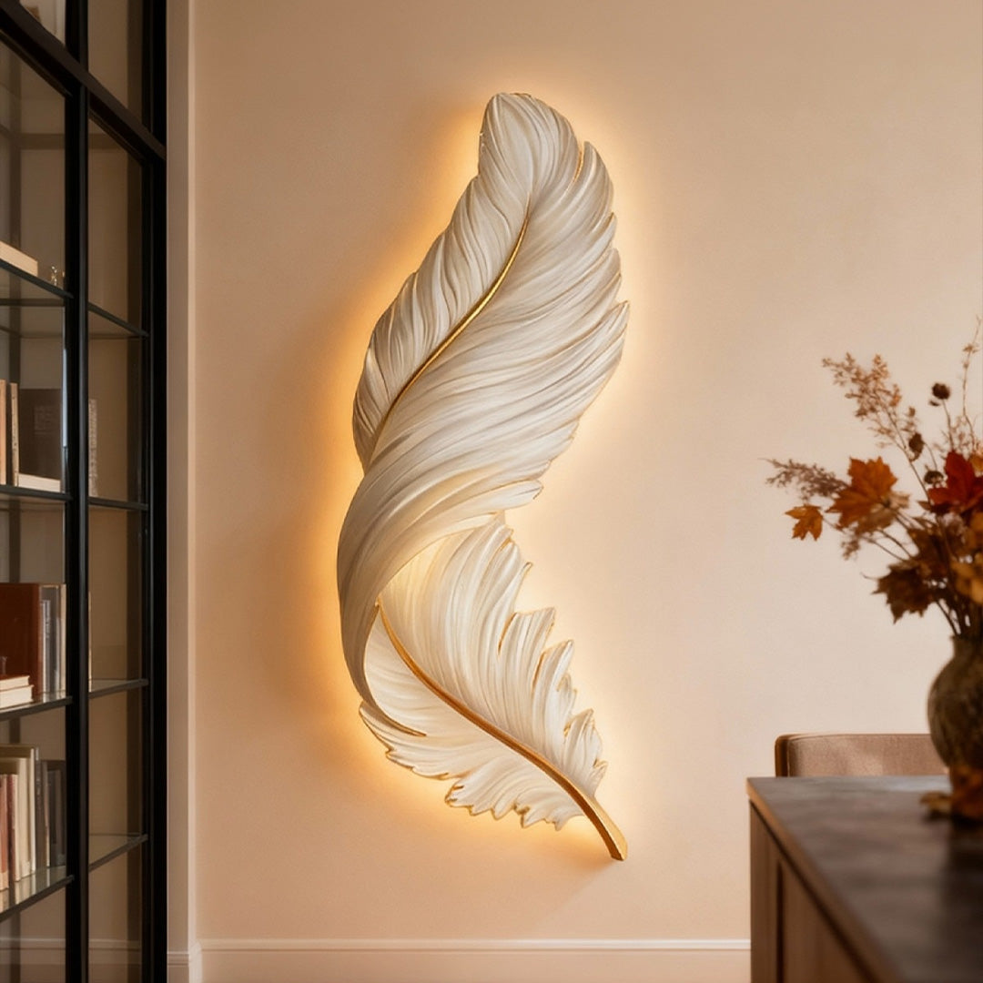 Feather LED Wall Art Lamp USB Remote Control Decorative Wall Light