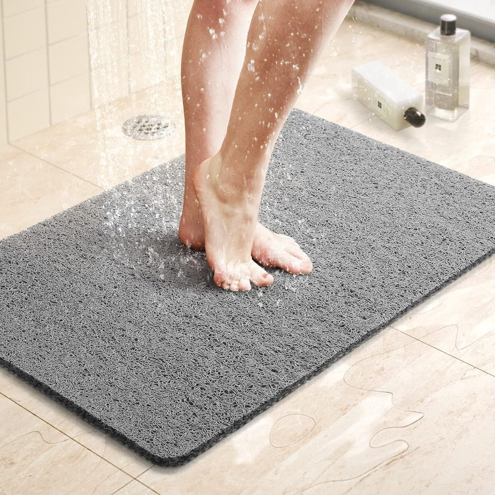 Non-Slip Shower Mat with Quick Water Drainage | Cut-to-Fit Soft Machine Washable Mat