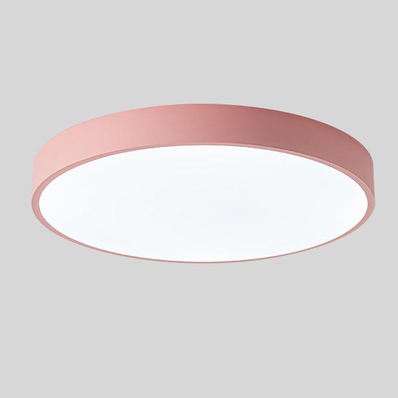 Nordic Wooden LED Ceiling Light Macaroon Round Flush Mount Lamp
