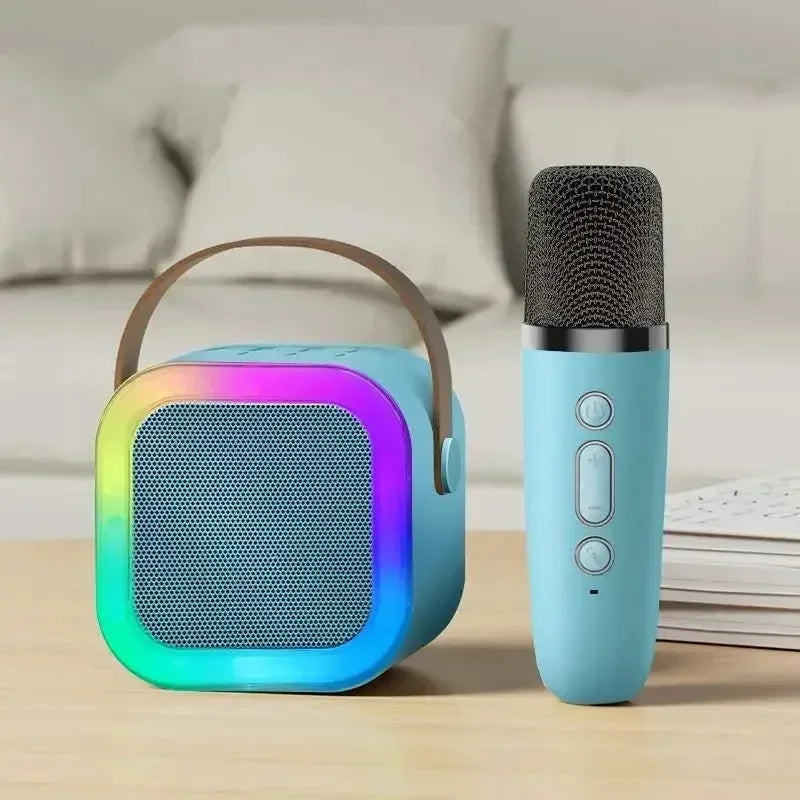 Portable Bluetooth Karaoke Speaker with 2 Wireless Mics & LED Lights Party System