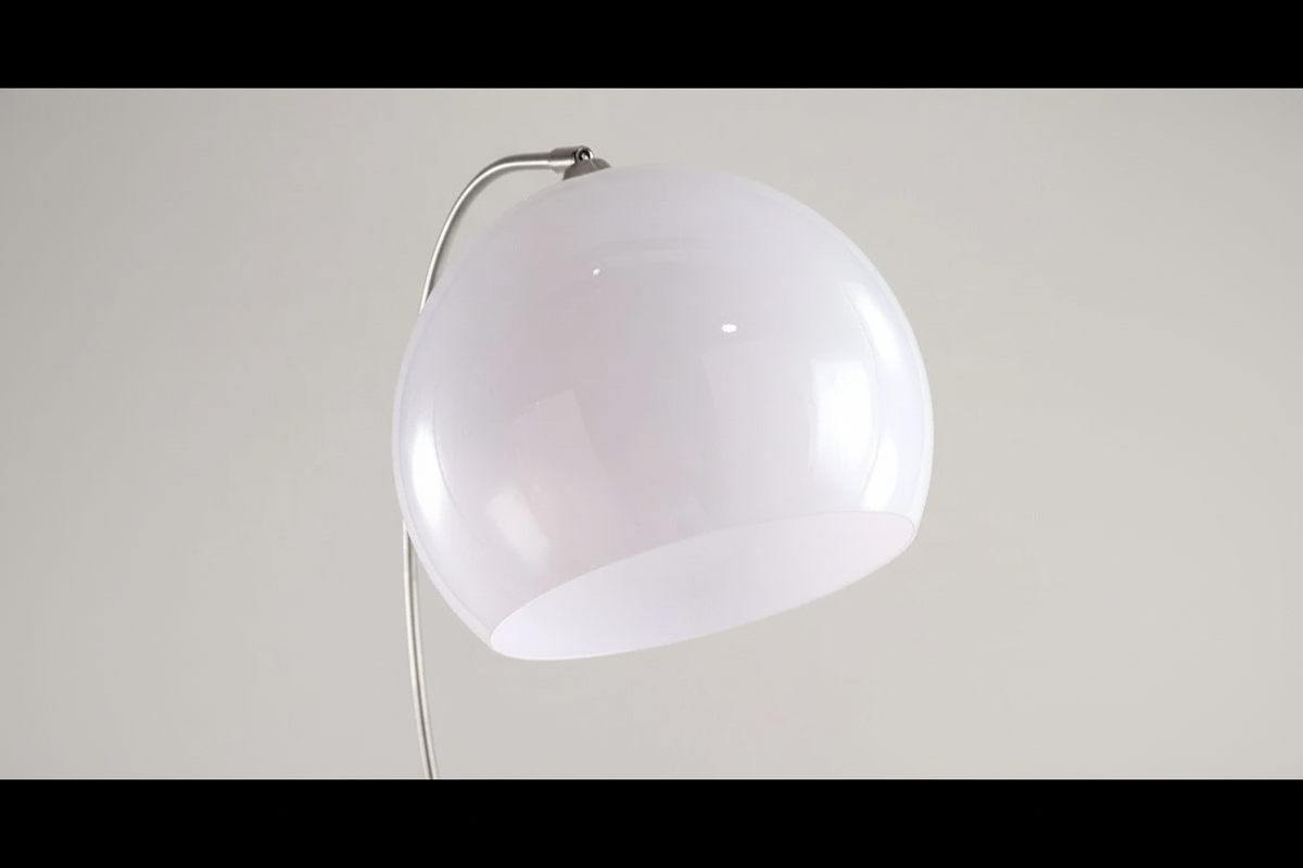 Chrome Arc Floor Lamp with Marble Base | Dimmable Mid-Century Light for Living Room