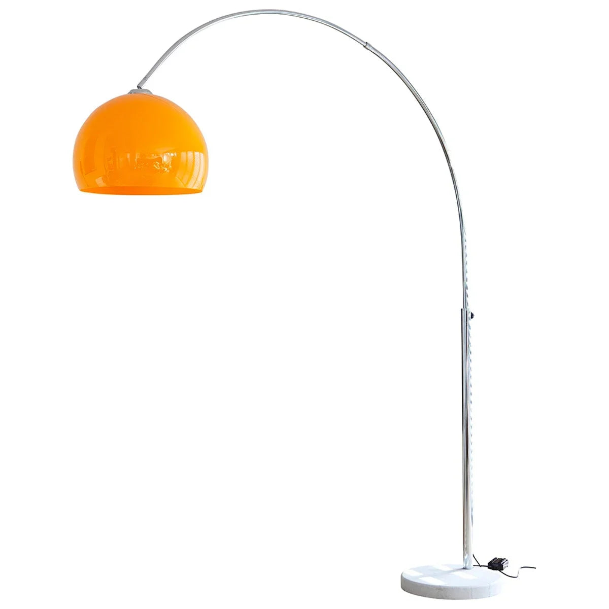Chrome Arc Floor Lamp with Marble Base | Dimmable Mid-Century Light for Living Room