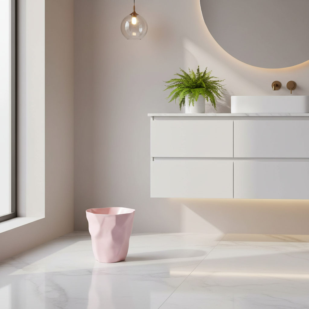 Nordic Minimalist Trash Can Modern Plastic Waste Bin for Bathroom Office
