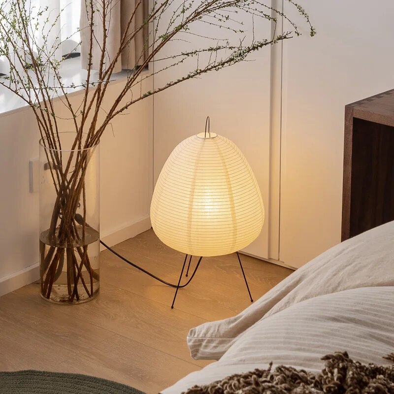 Japanese Rice Paper Table Lamp LED Soft Glow Paper Lantern Light