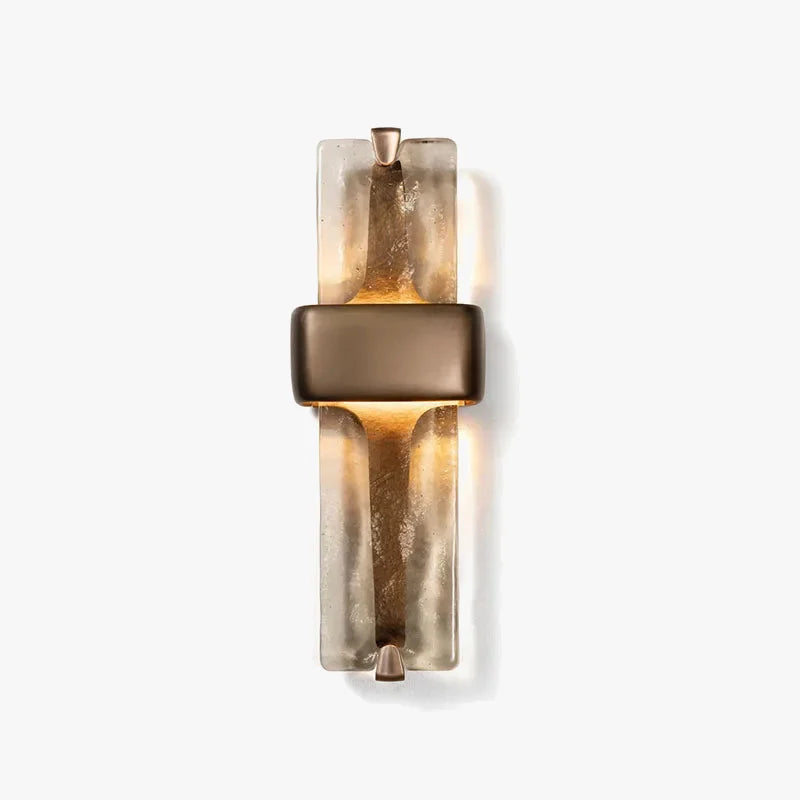 Colonna Series | Textured Glass & Brass Wall Sconce with Cast-Glass Column for Hallway