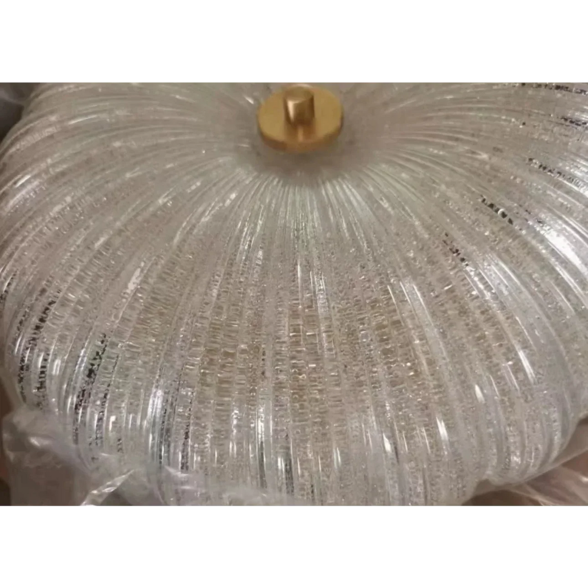 Bloom Series | Vintage Flower Glass Flush Mount with Copper Accent for Low Ceilings