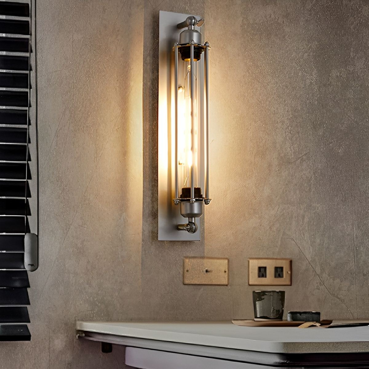 Vintage Industrial LED Wall Sconce Iron Glass 3000K