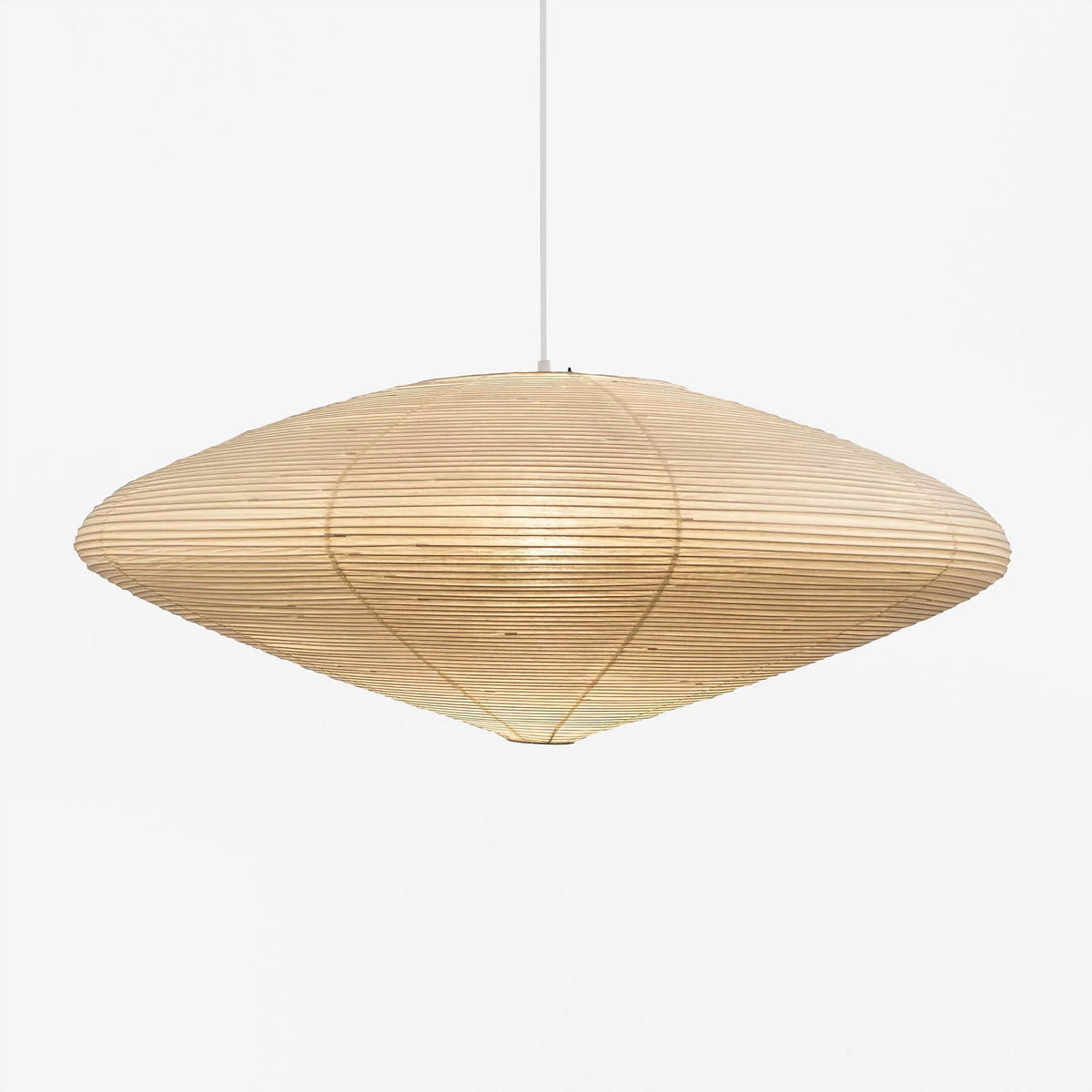 Washi Series | Washi Paper Disk Pendant with Bamboo Ribbing for Dining Room