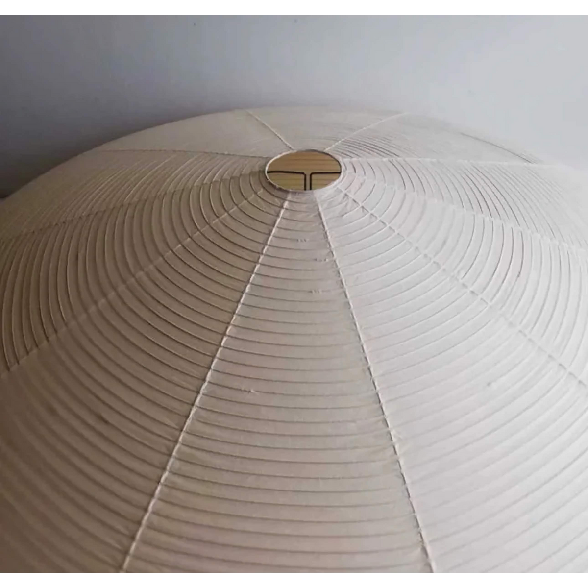 Washi Series | Washi Paper Disk Pendant with Bamboo Ribbing for Dining Room