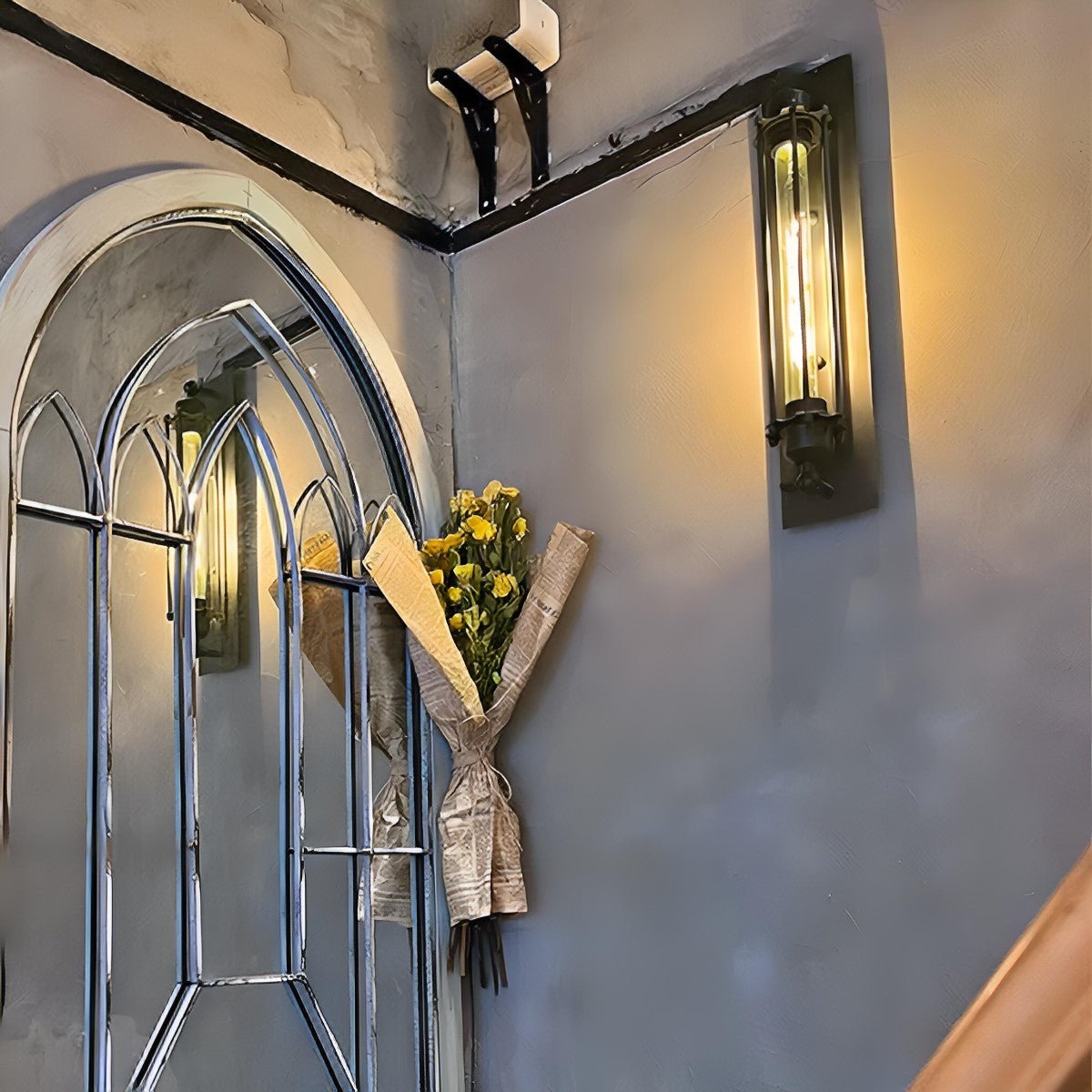 Vintage Industrial LED Wall Sconce Iron Glass 3000K