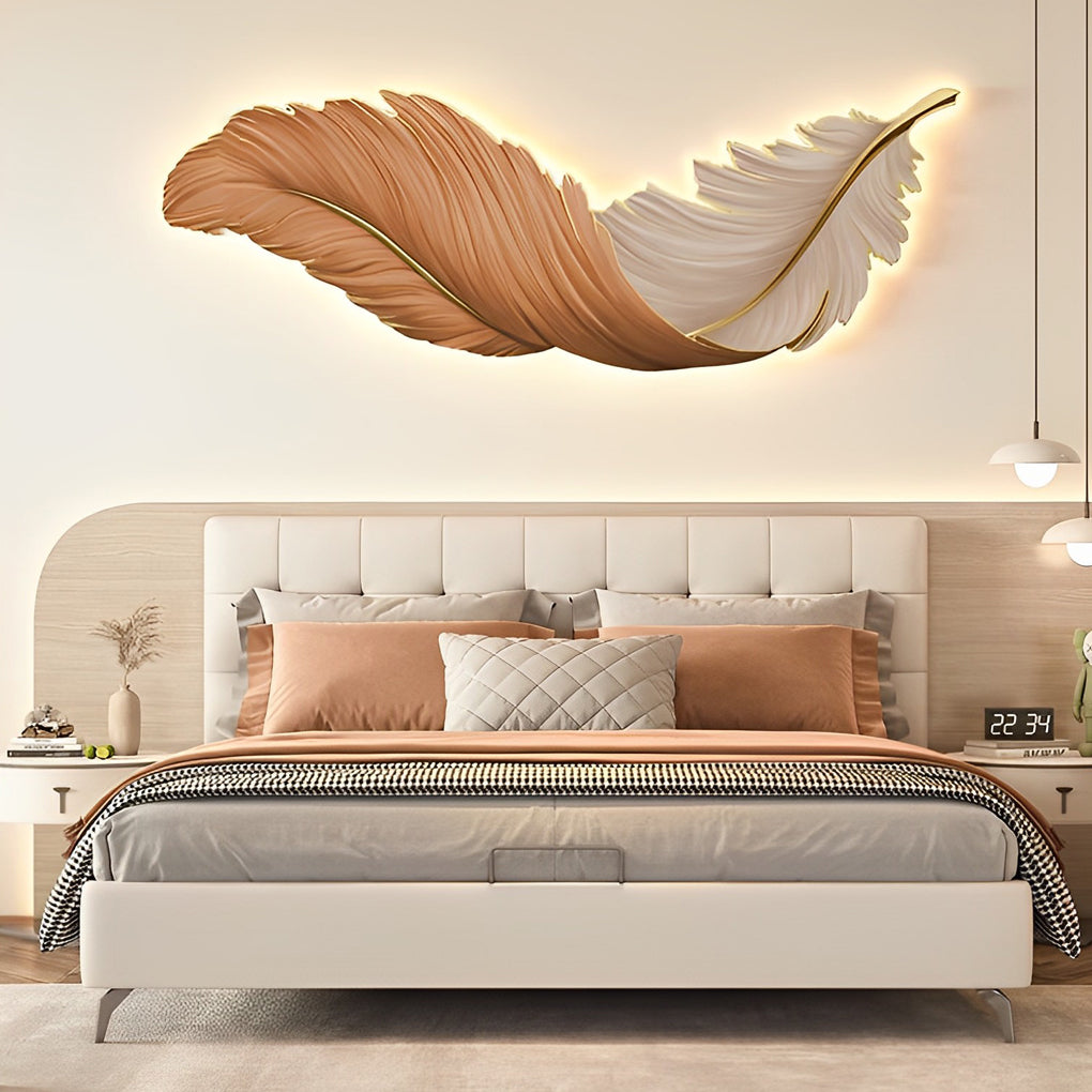 Feather LED Wall Art Lamp USB Remote Control Decorative Wall Light