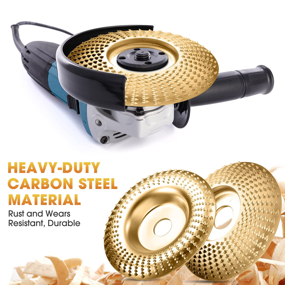 Carvexa | Tungsten Carbide Wood Carving Discs with 3 Shapes | Angle Grinder Kit for Wood