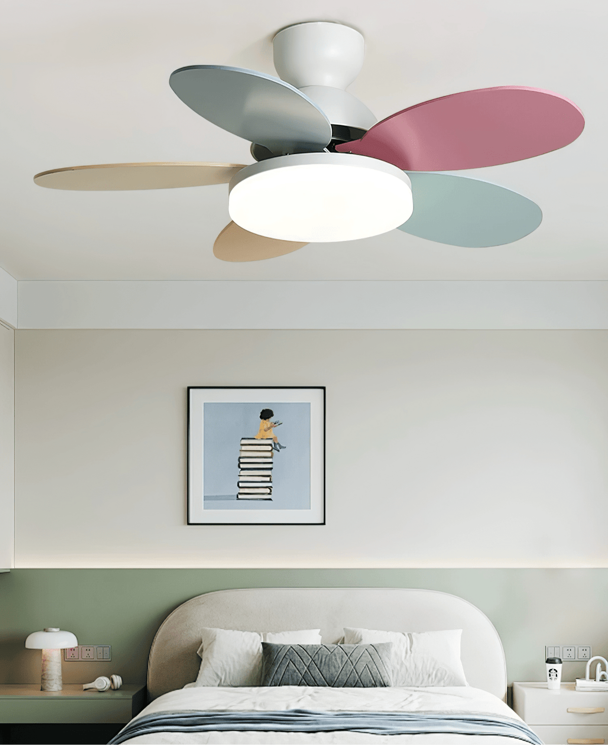 Petalux | Modern Ceiling Fan with LED Light and Remote | Quiet DC Motor for Living Rooms