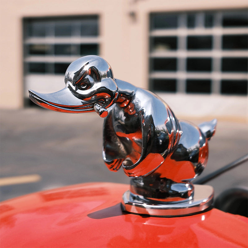 Quackride | Chrome Duck Hood Ornament with Universal Fit - Car Radiator Emblem Accessory