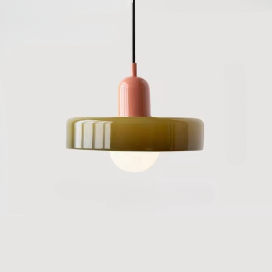 Bauhaus Dual-Tone Glass Pendant Light with Vibrant Colors | Modern Lamp
