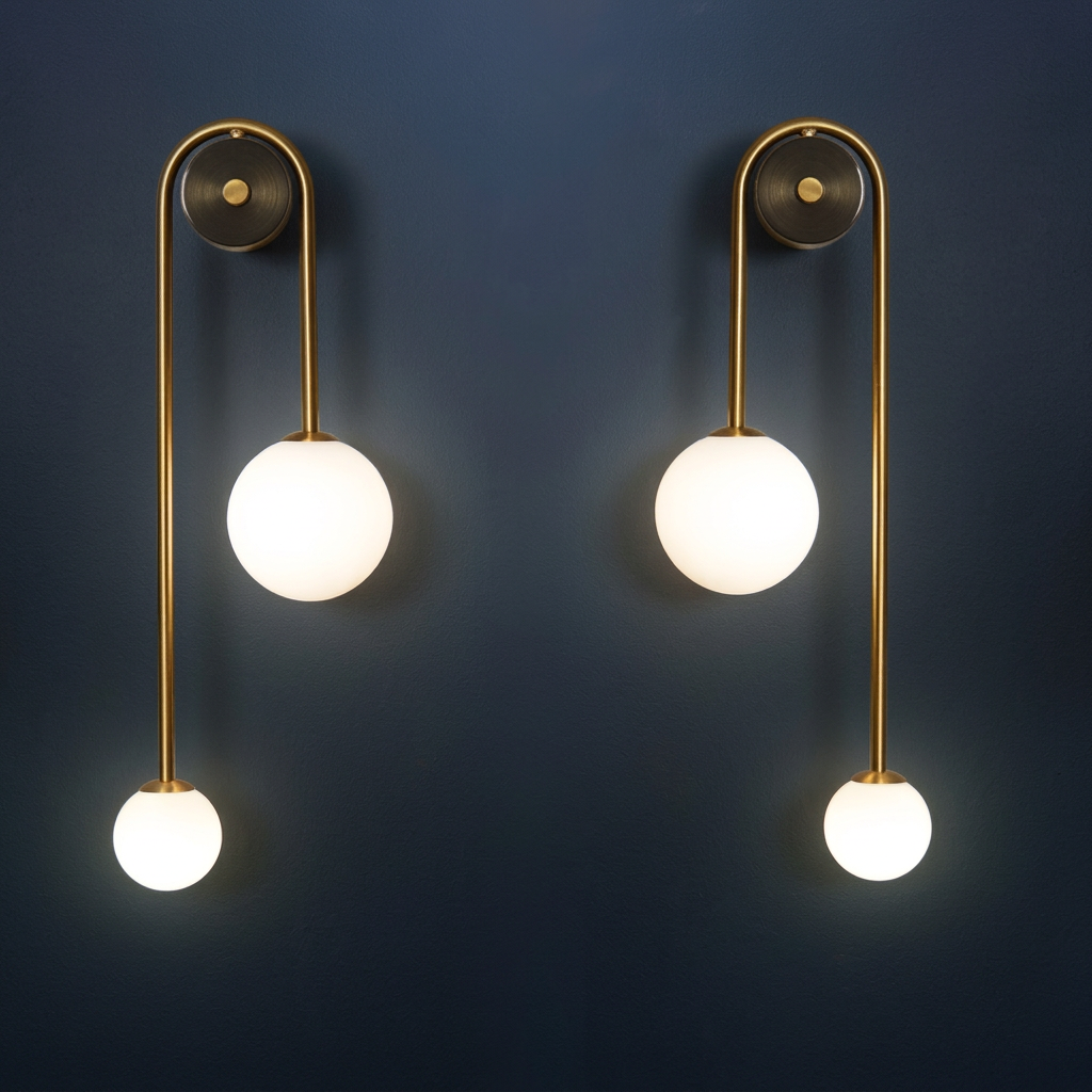 Nordic Gold Wall Sconce with White Glass Shade | Minimalist Light Fixture