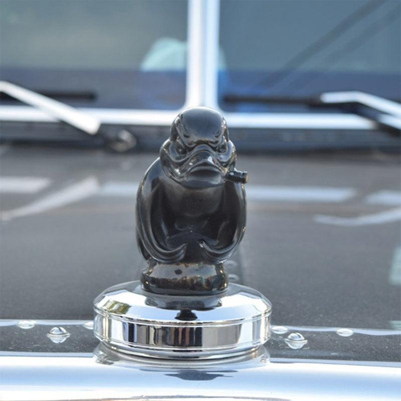 Quackride | Chrome Duck Hood Ornament with Universal Fit - Car Radiator Emblem Accessory