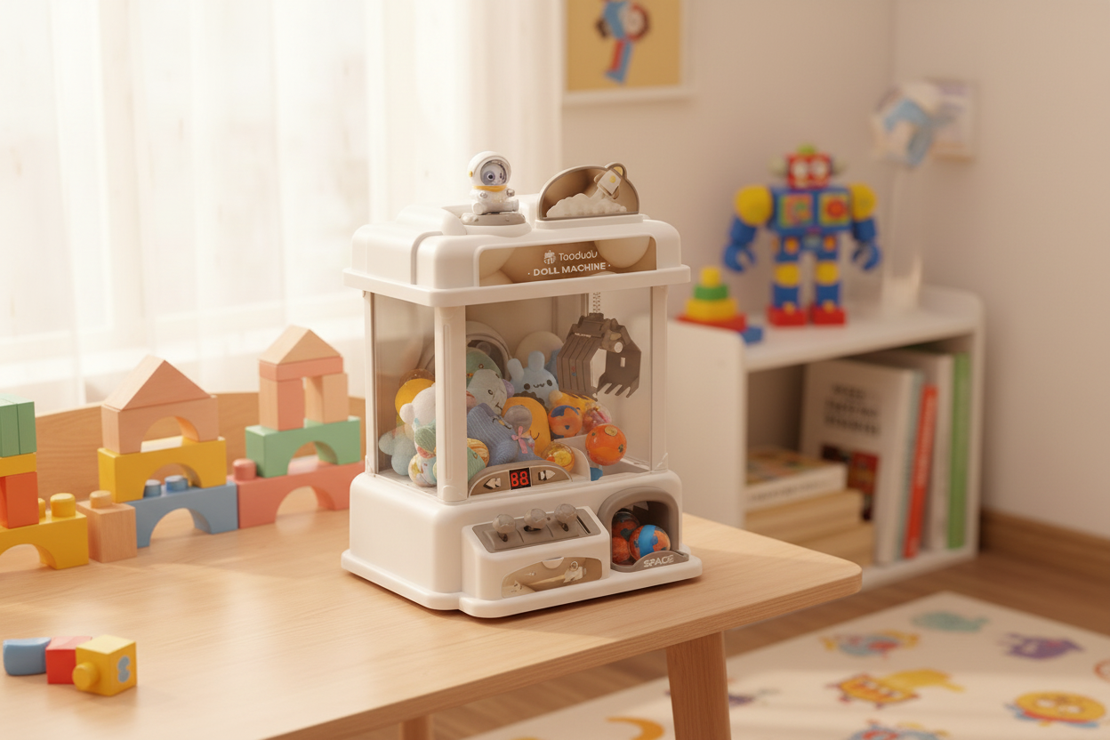 Mini Claw Machine for Kids – Coin Operated Arcade Toy with Plush Prizes