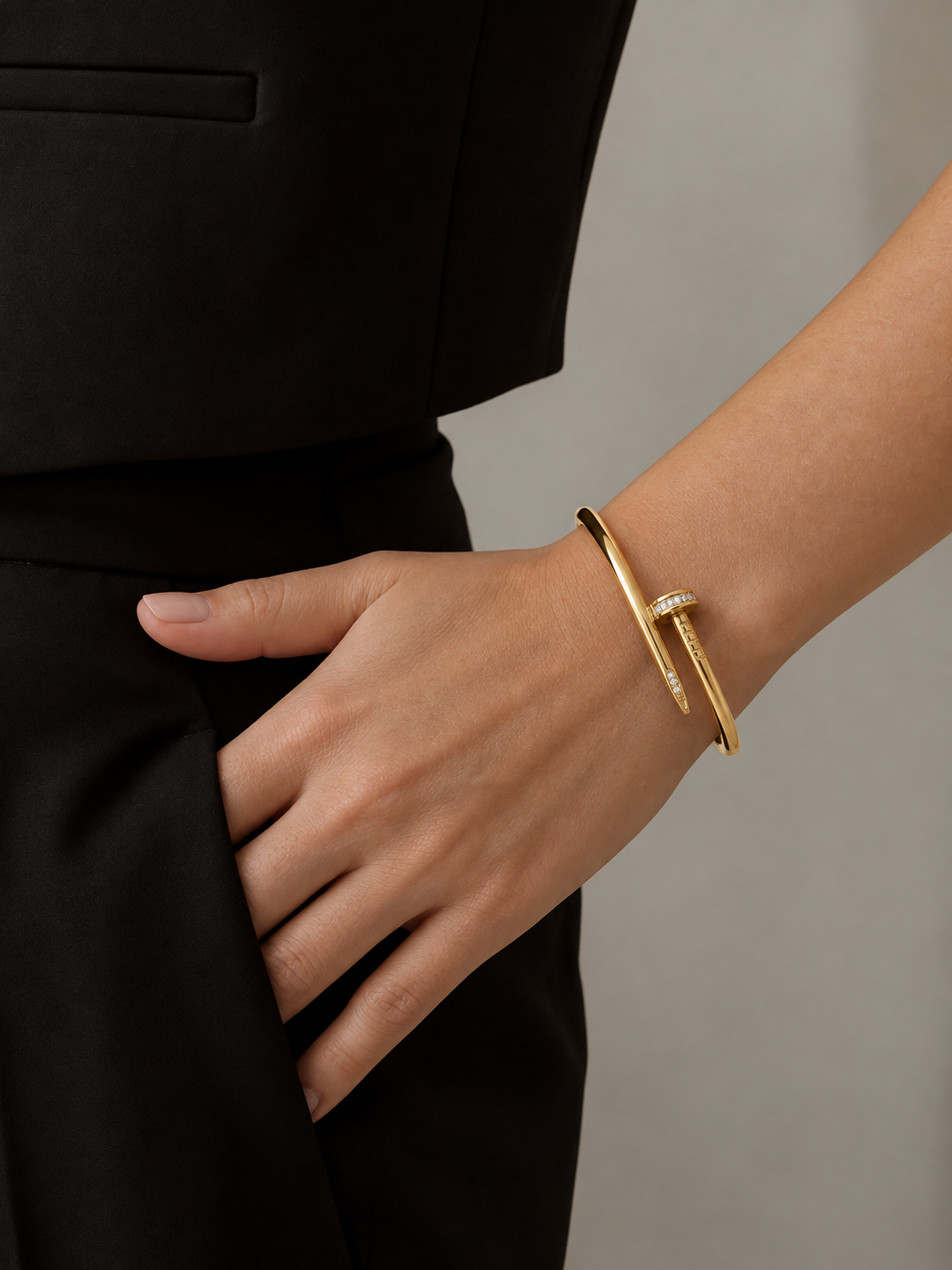 Nail Bangle Bracelet | Minimalist Metal Design with Bold Curved Detail for Modern Style