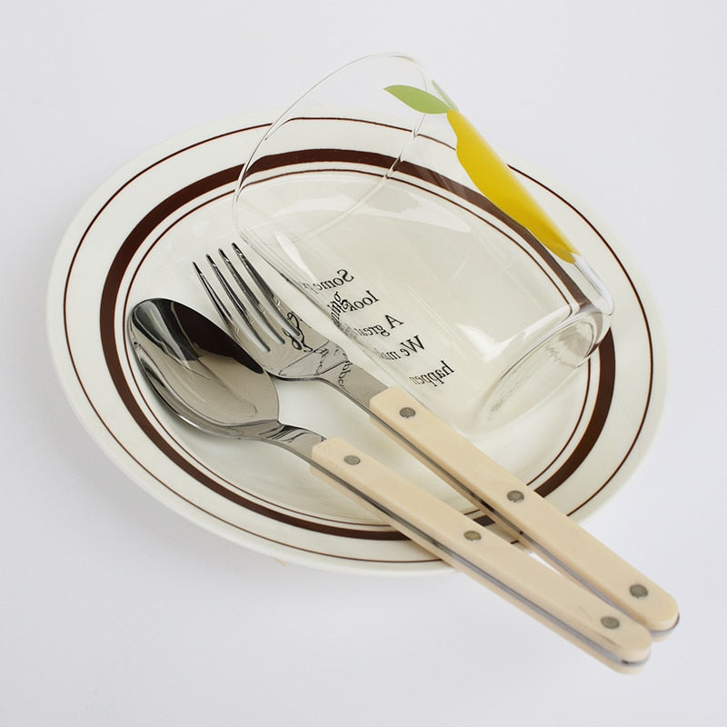 24-Piece Stainless Steel Cutlery Set with Engraved Design | Bistro Flatware