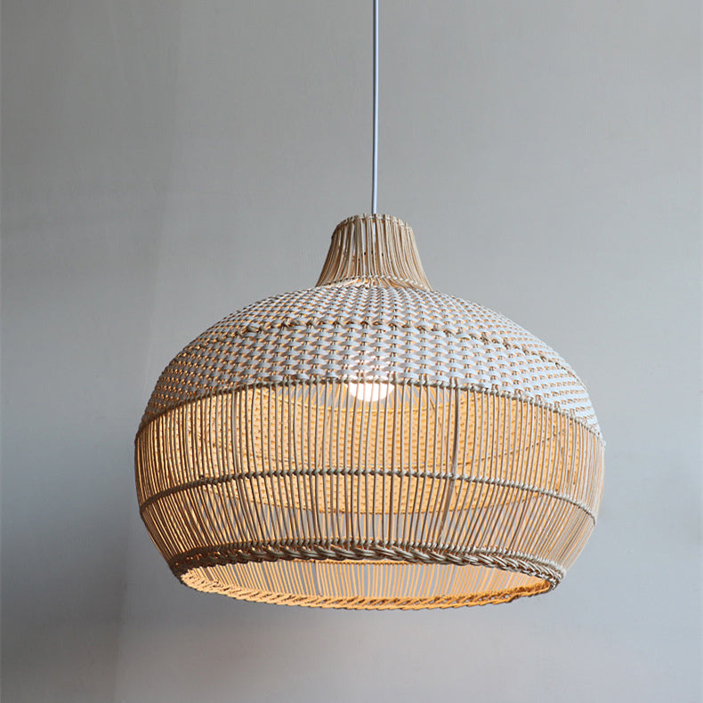 Handwoven Rattan Pendant Light Natural Wicker Ceiling Lamp